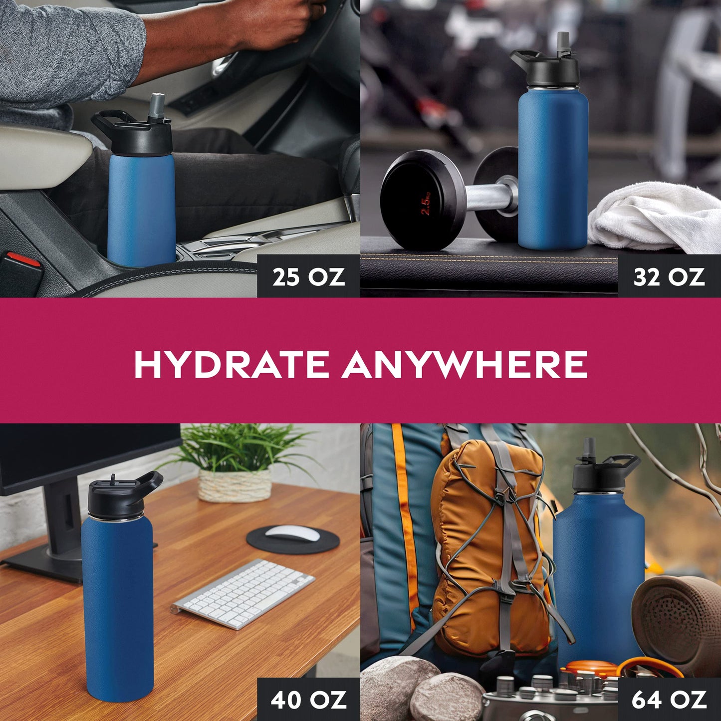 Insulated Sports Water Bottle with Straw