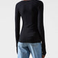 Atm - Rib Long Sleeve V Neck Tee Top