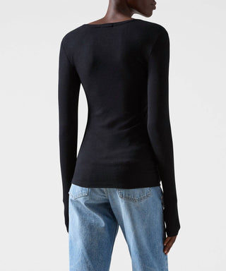 Atm - Rib Long Sleeve V Neck Tee Top