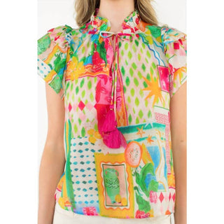 Thml - Flutter sleeve floral top