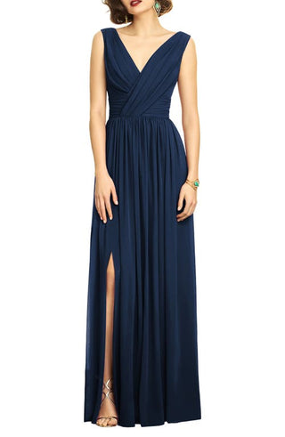 Dessy Collection Shirred Chiffon Gown
