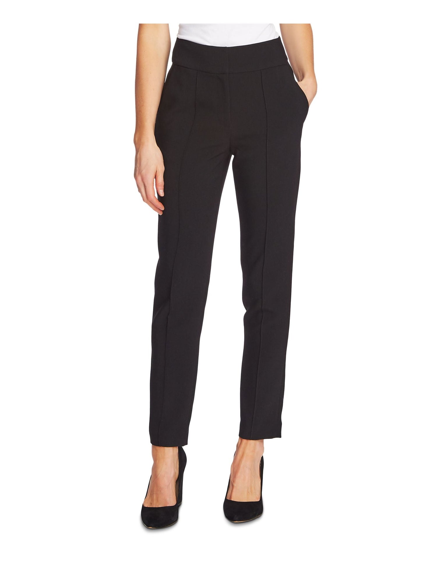 Vince Camuto Pintuck Stretch Crepe Skinny Pants Black Size 2