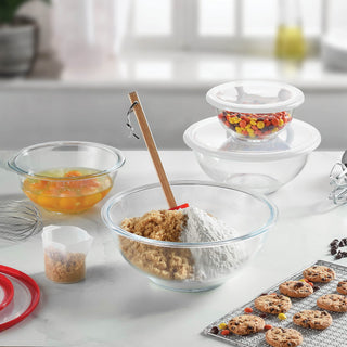 Glass Mixing Bowls with Lids - 8 Piece Set