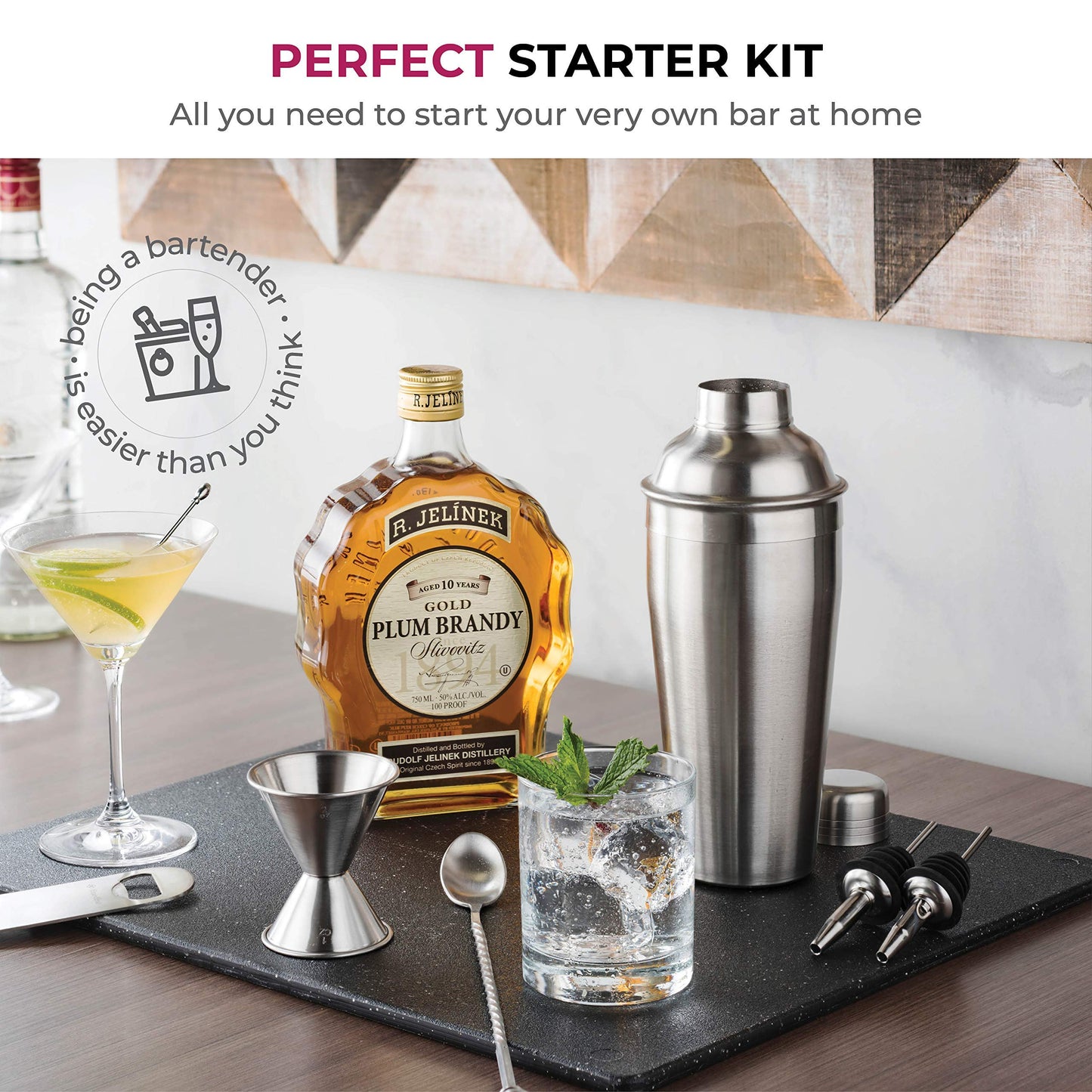7-Piece Stainless Steel Cocktail Shaker Set