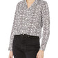 Foxcroft Women's Plus Size Rhett Long Sleeve Animal Herringbone Blouse, Dark Chocolate, 24W