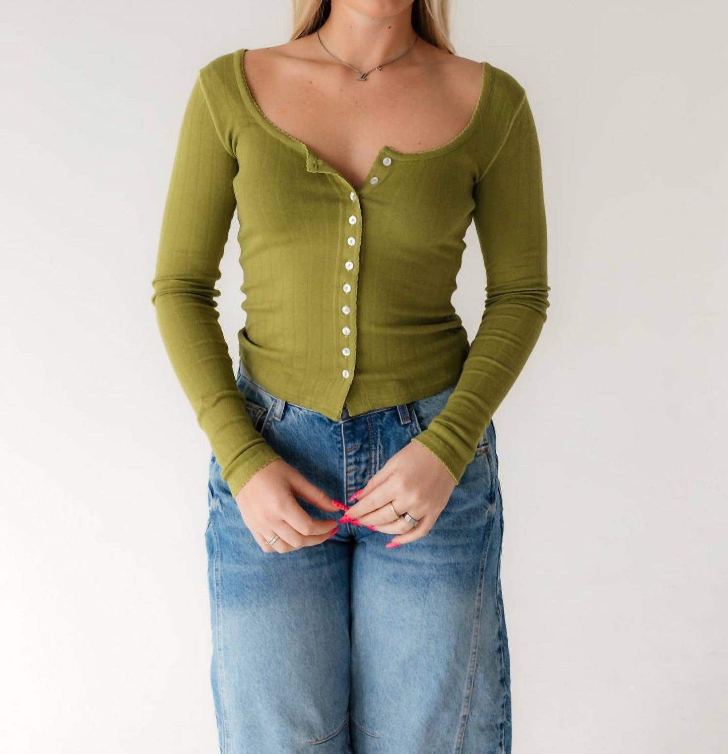 Free People - End Game Pointelle Long Sleeve Top