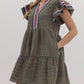 Entro - Textured Mini Dress With Multi Color Ric Rac Trim