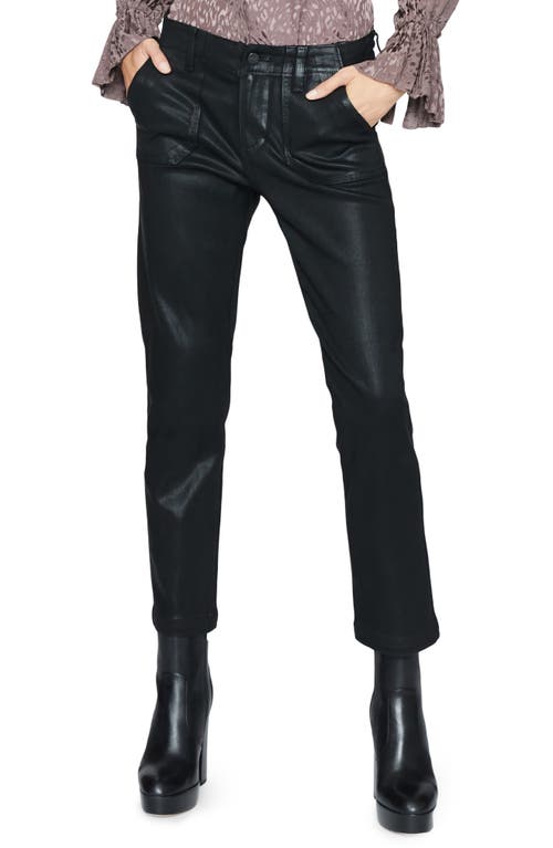 PAIGE Mayslie Coated Ankle Straight Leg Pants - Black Luxe