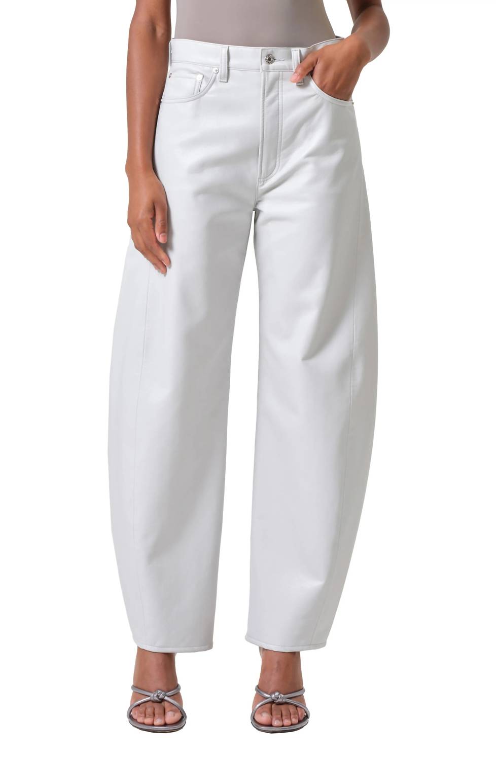 Agolde - Luna High Waist Barrel Leg Leather Blend Pants