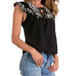 Elan - Embroidered Flutter Sleeve Top