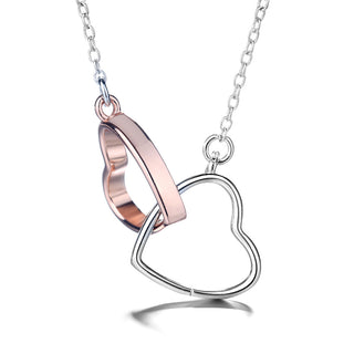 14k Rose Gold & Sterling Silver Double Heart Pendant Necklace