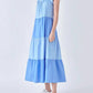 English Factory - Ruffle Detail Colorblock Midi Dress