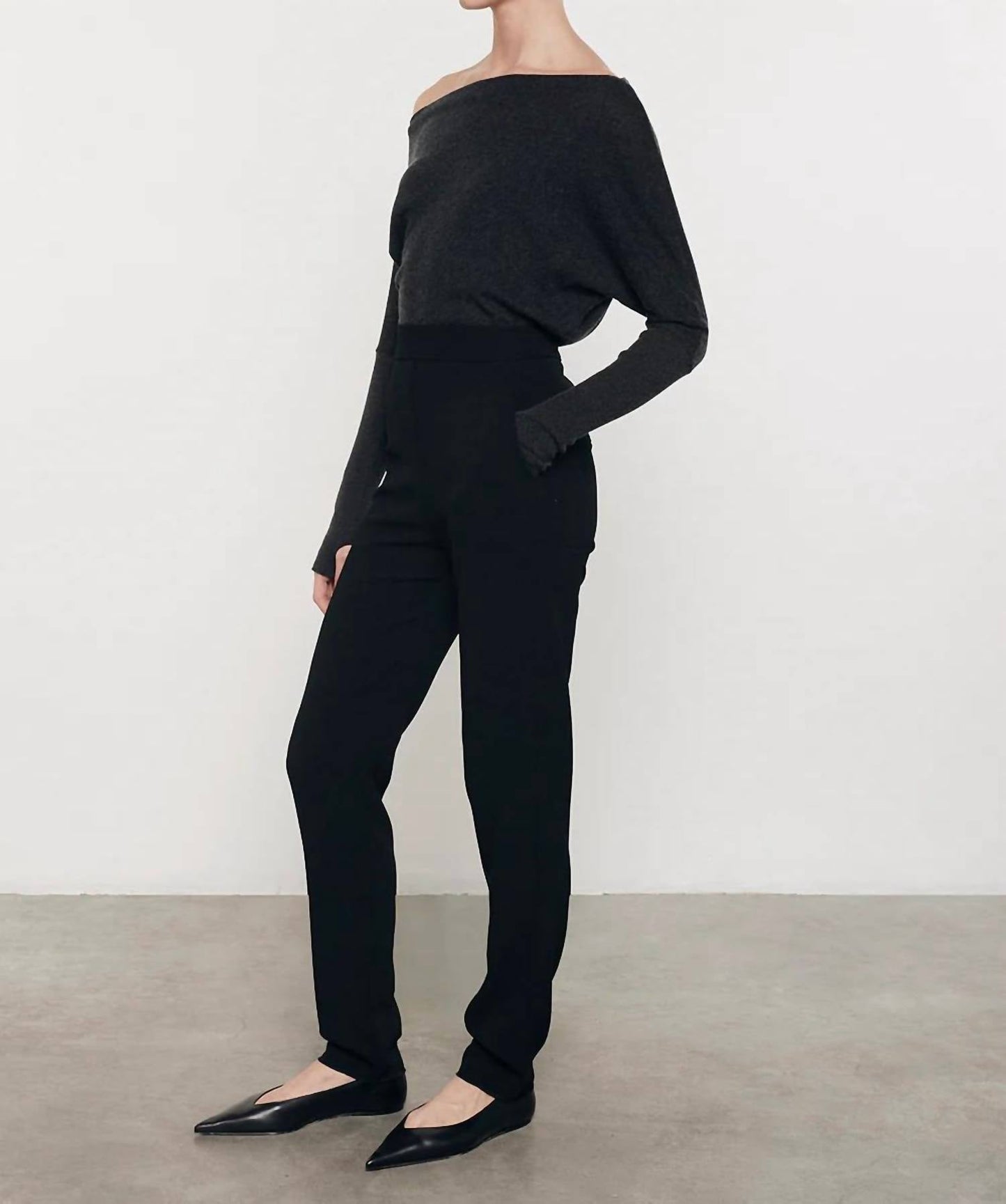Enza Costa - Cashmere Cuffed Off The Shoulder Long Sleeve Top