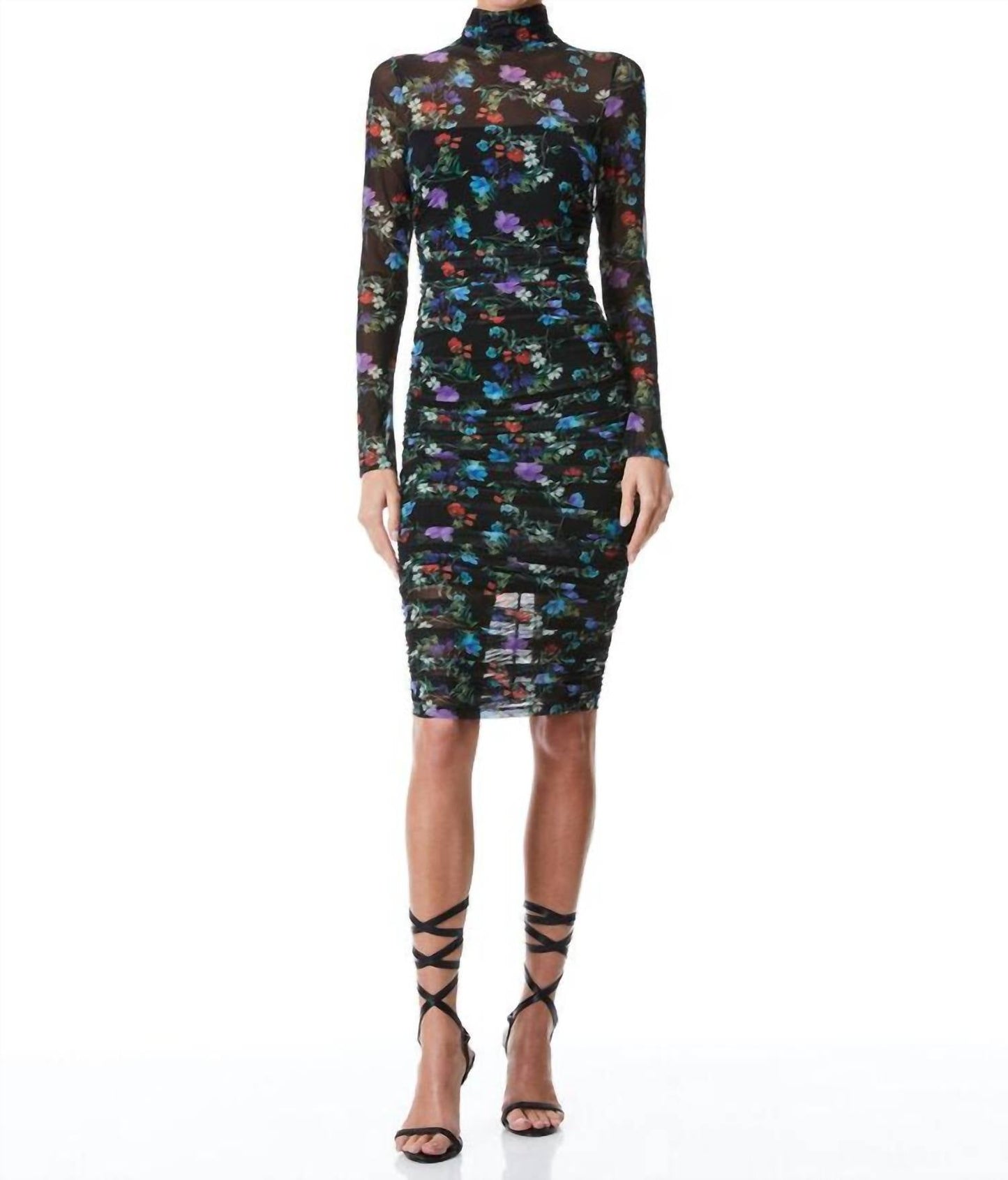 Alice + Olivia - Delora Turtleneck Long Sleeve Midi Dress