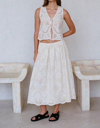 A.Ren - Cannes Eyelet Front Tie Tank