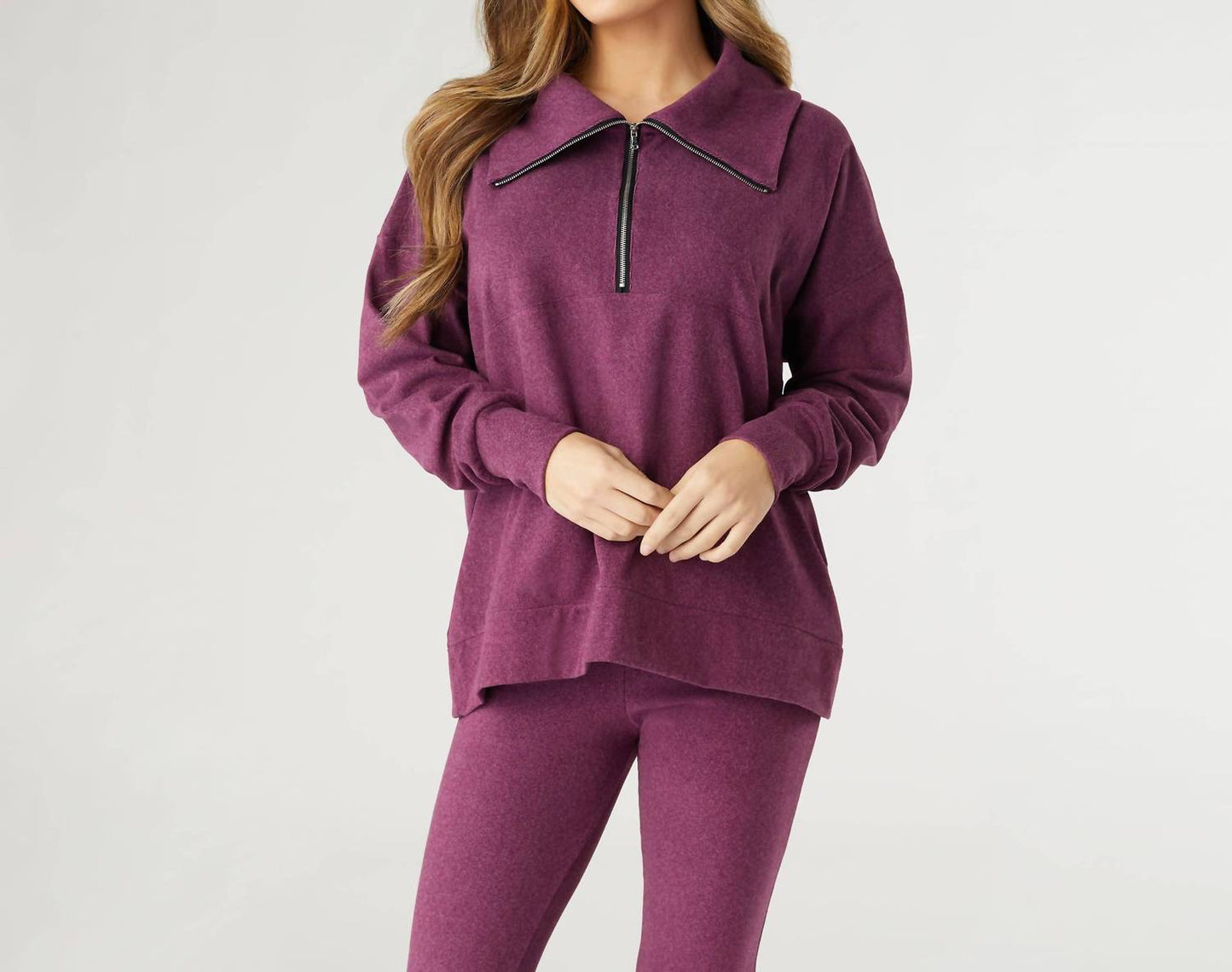 Coco + Carmen - Weekend Brushed Half Zip Collar Top
