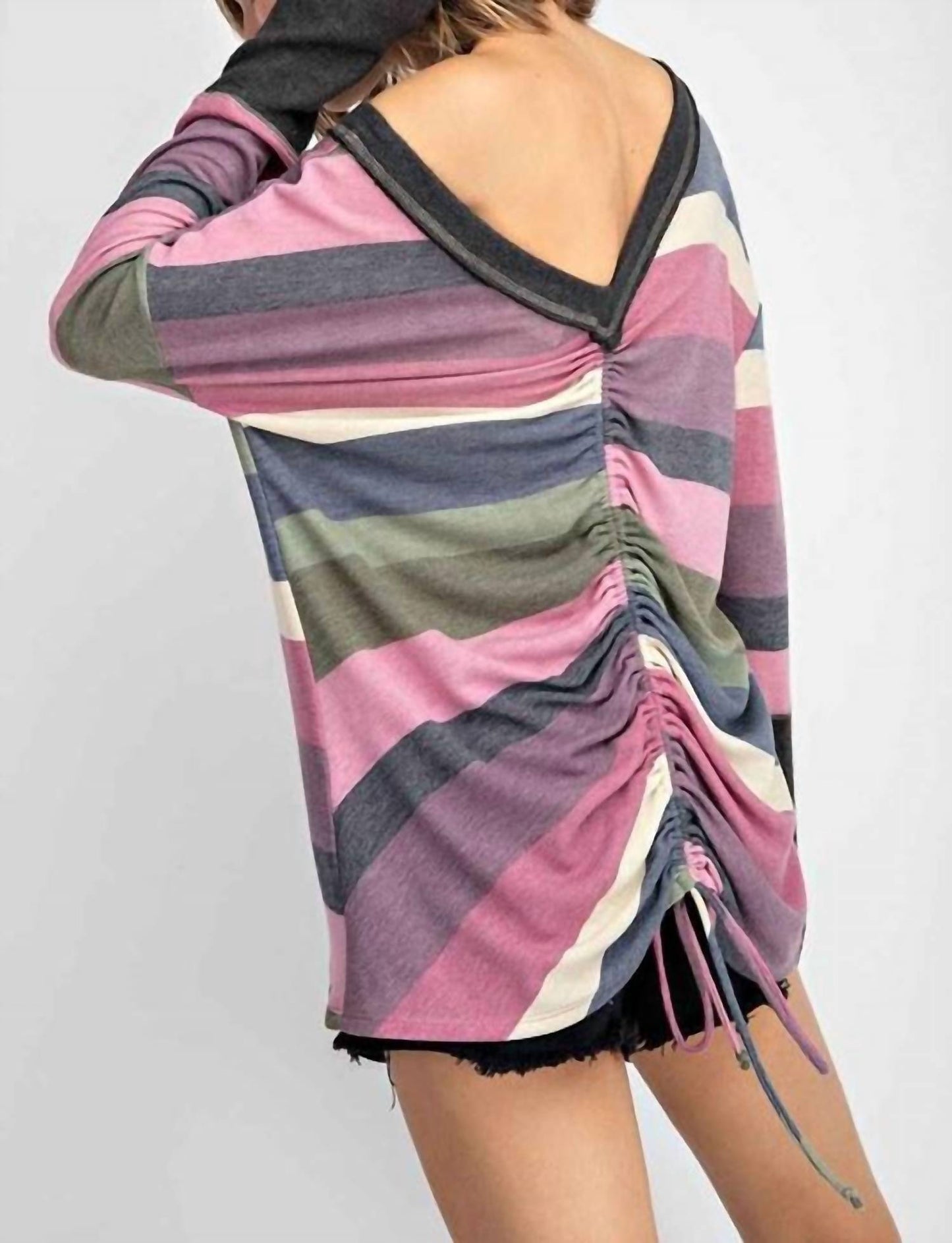 143 Story - V Back Detail Stripe Top