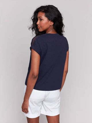 Charlie B - Drop Shoulder T-shirt With Lace Detail