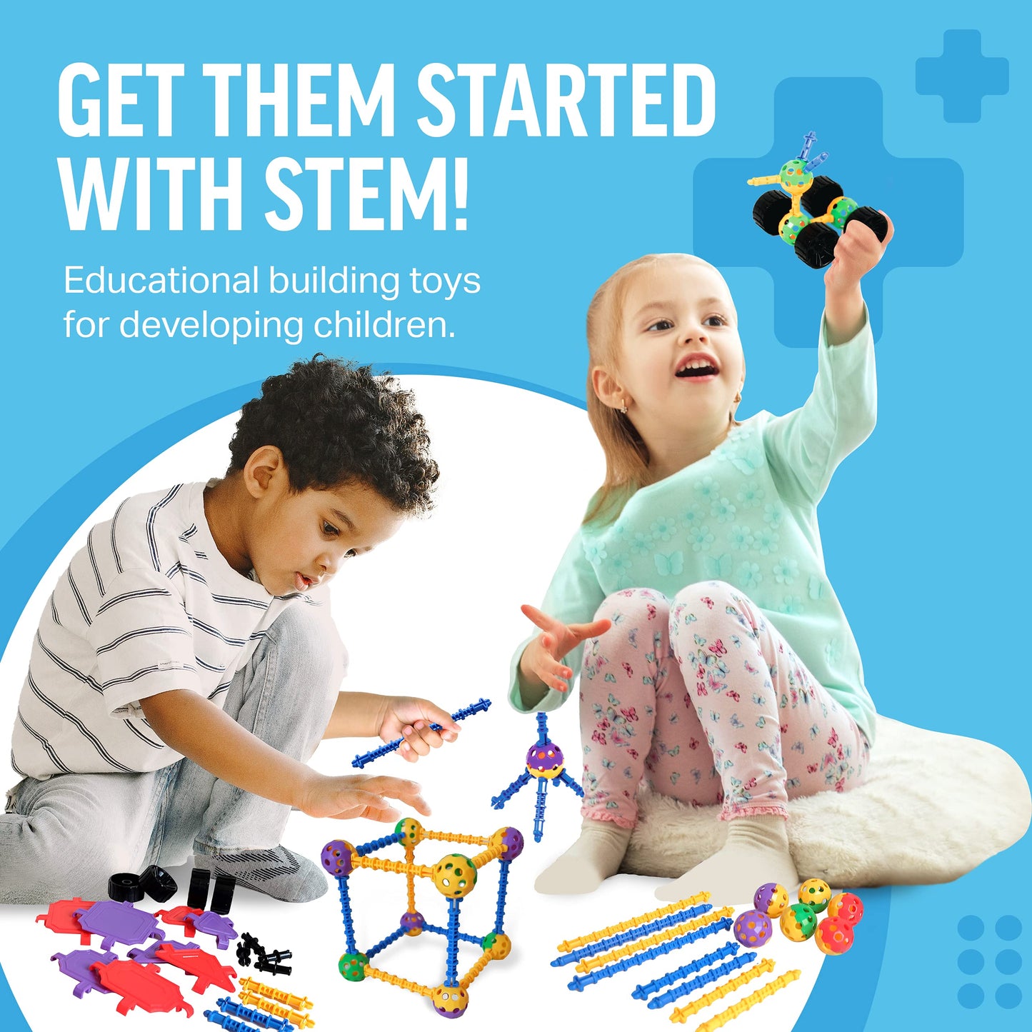 Educational Building Blocks Kit - 176 Pieces  (Ages 4-8)