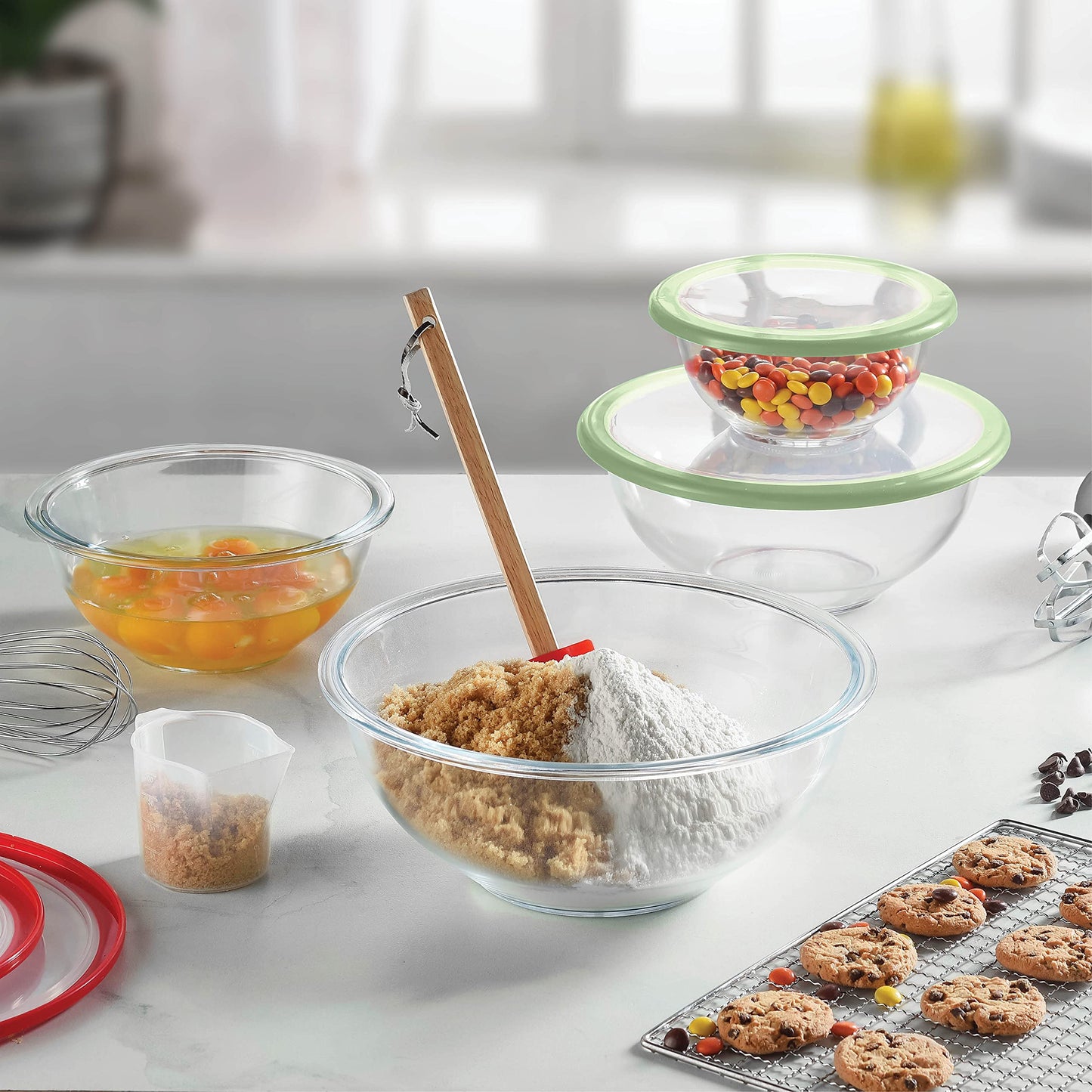 Glass Mixing Bowls with Lids - 8 Piece Set