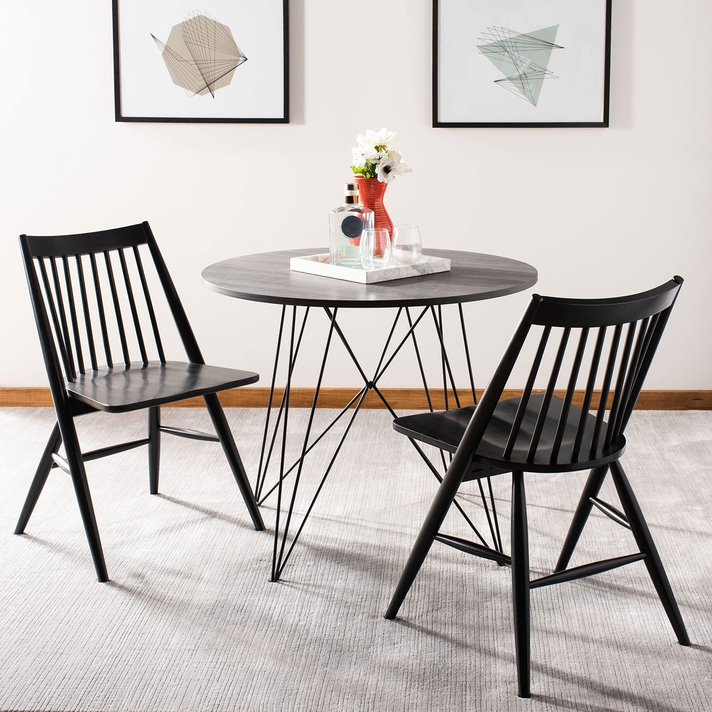 Safavieh Home Collection Wren Black 19inch Spindle Dining Chair Set of 2