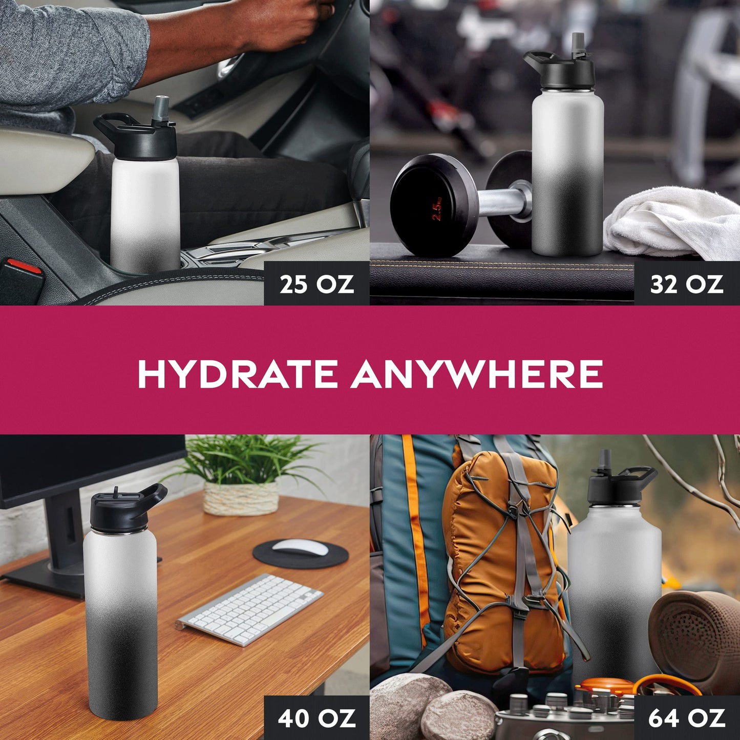 Insulated Sports Water Bottle with Straw