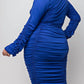 The Curve La - Plus Size All Over Shirred Mock Neck Dress