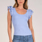 Elan - Shay Scoop Neck Ruffle Shoulder Top