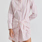 Derek Lam 10 Crosby - Women's Striped Shirting Waist Tie Shirt Dress