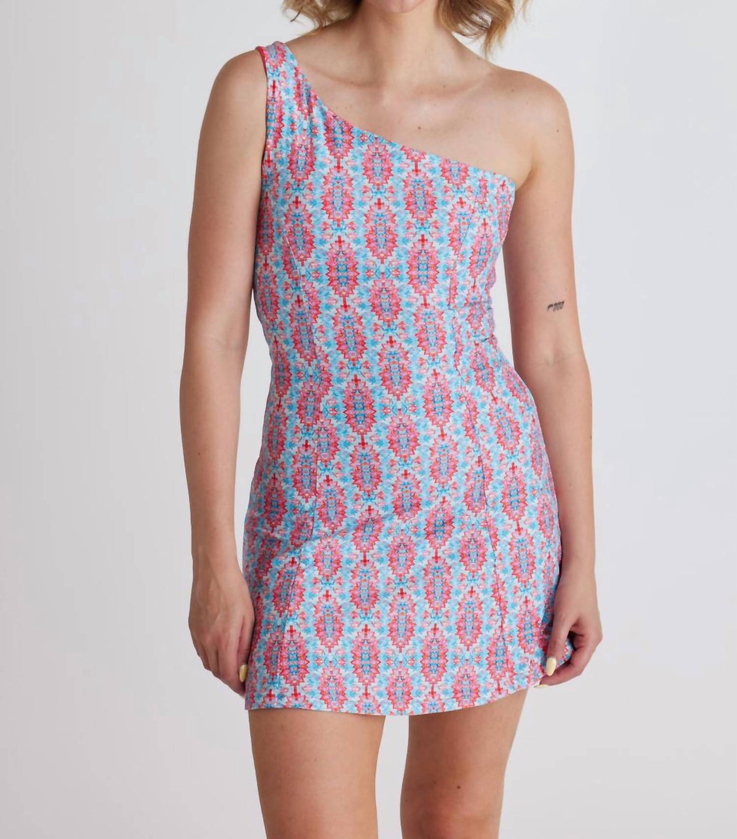 Wolven - Amalfi One Shoulder Mini Dress