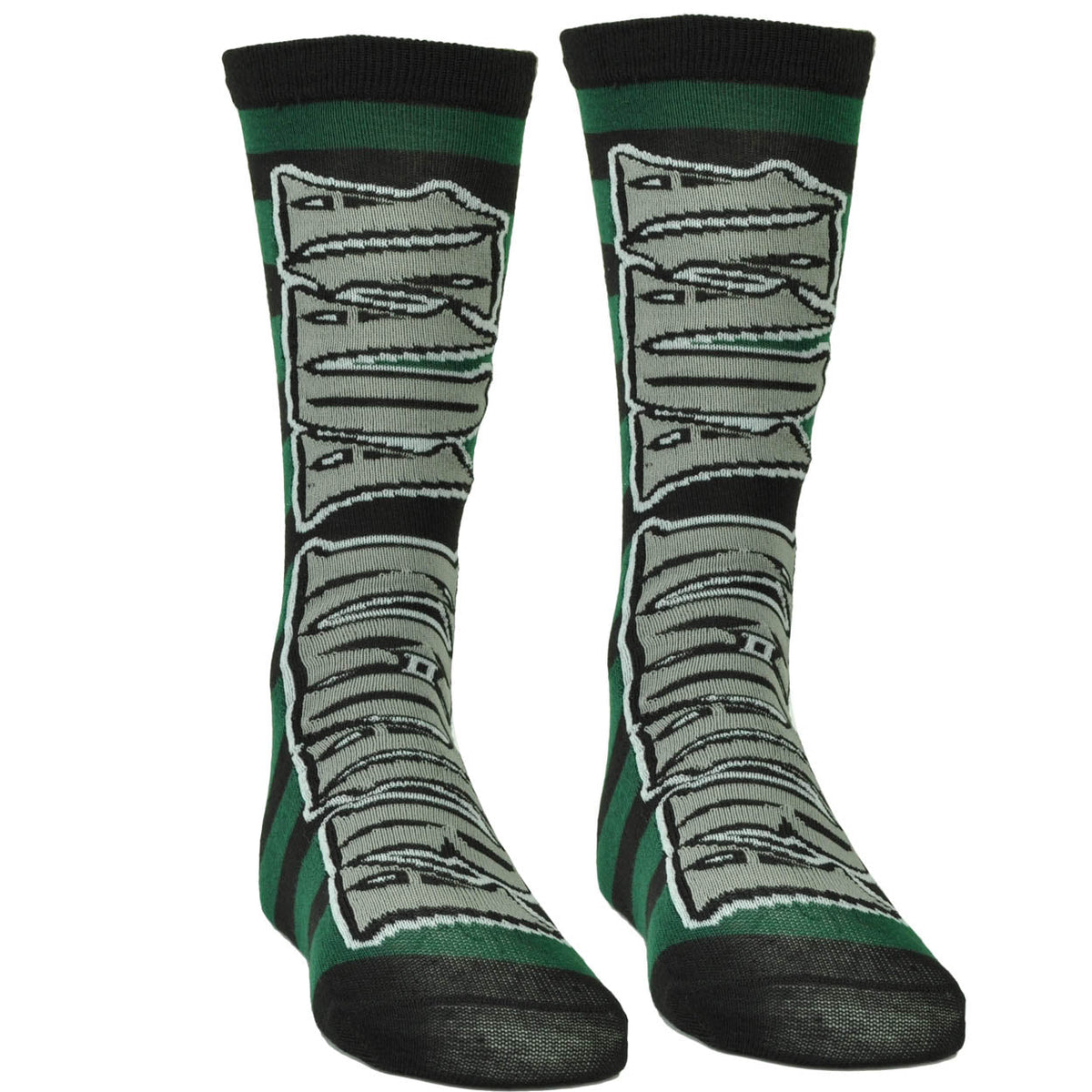 Harry Potter Avada Kedavra Striped Killing Curse Long Socks Size 6 -12 Green Blk