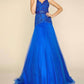 Mac Duggal - Deep V-neck Floor Length Ball Gown