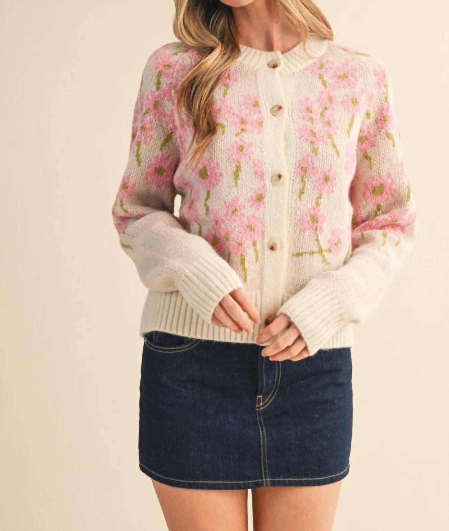 &Merci - Southern Grace Floral Knit Sweater Cardigan