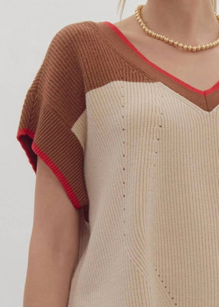 Entro - Rachele Short Sleeve V-neck Knit Top