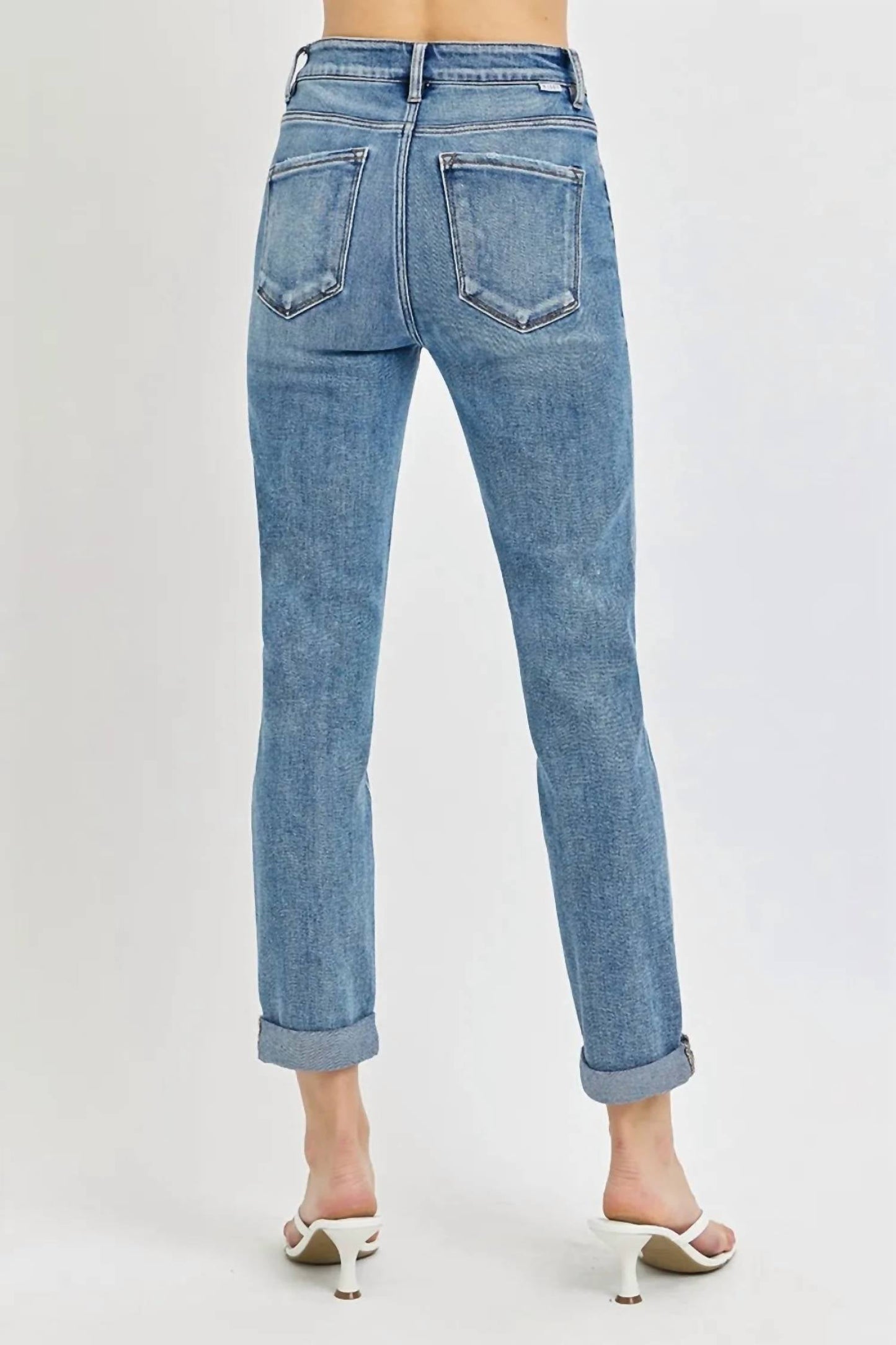 Risen - Full Size High Rise Cropped Roll Up Jeans