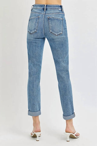 Risen - Full Size High Rise Cropped Roll Up Jeans
