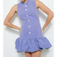 Ina - Sleeveless Bubble Hem Buttoned Mini Dress