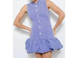 Ina - Sleeveless Bubble Hem Buttoned Mini Dress