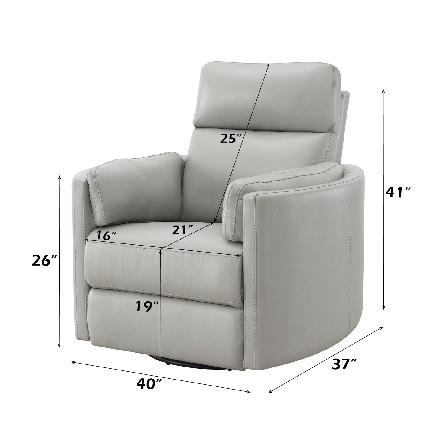 Sagen Gray Leather Aire Recliner W/Swivel & Glider