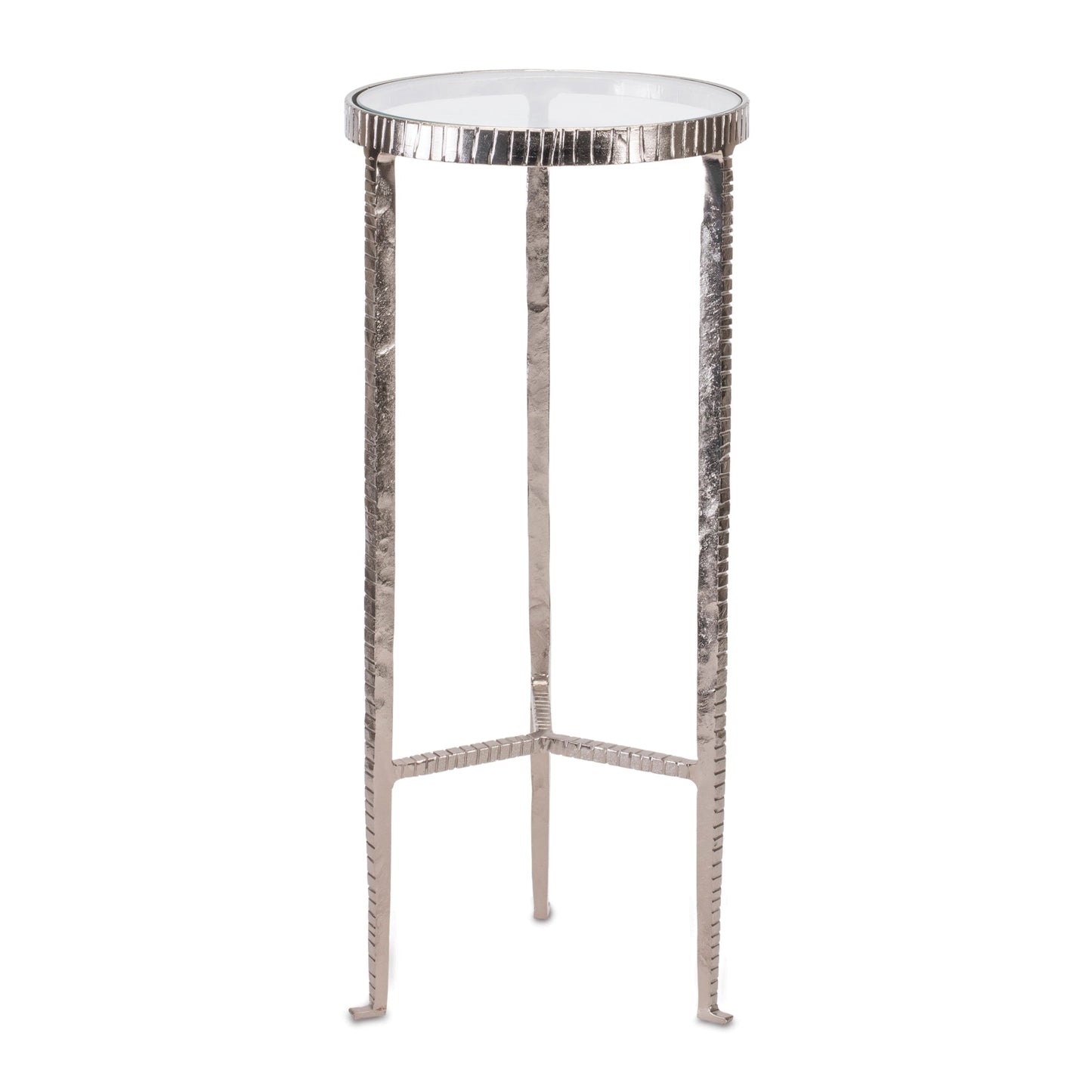 Iron accent table with glass top 24"h