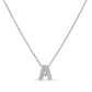 10K White Gold Diamond Accent "A" Initial Bubble Pendant Necklace