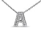 10K White Gold Diamond Accent "A" Initial Bubble Pendant Necklace