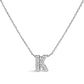 10K White Gold Diamond Accent "A" Initial Bubble Pendant Necklace
