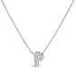 10K White Gold Diamond Accent "A" Initial Bubble Pendant Necklace
