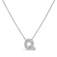 10K White Gold Diamond Accent "A" Initial Bubble Pendant Necklace