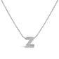 10K White Gold Diamond Accent "A" Initial Bubble Pendant Necklace
