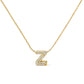 10K White Gold Diamond Accent "A" Initial Bubble Pendant Necklace