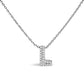 10K White Gold Diamond Accent "A" Initial Bubble Pendant Necklace
