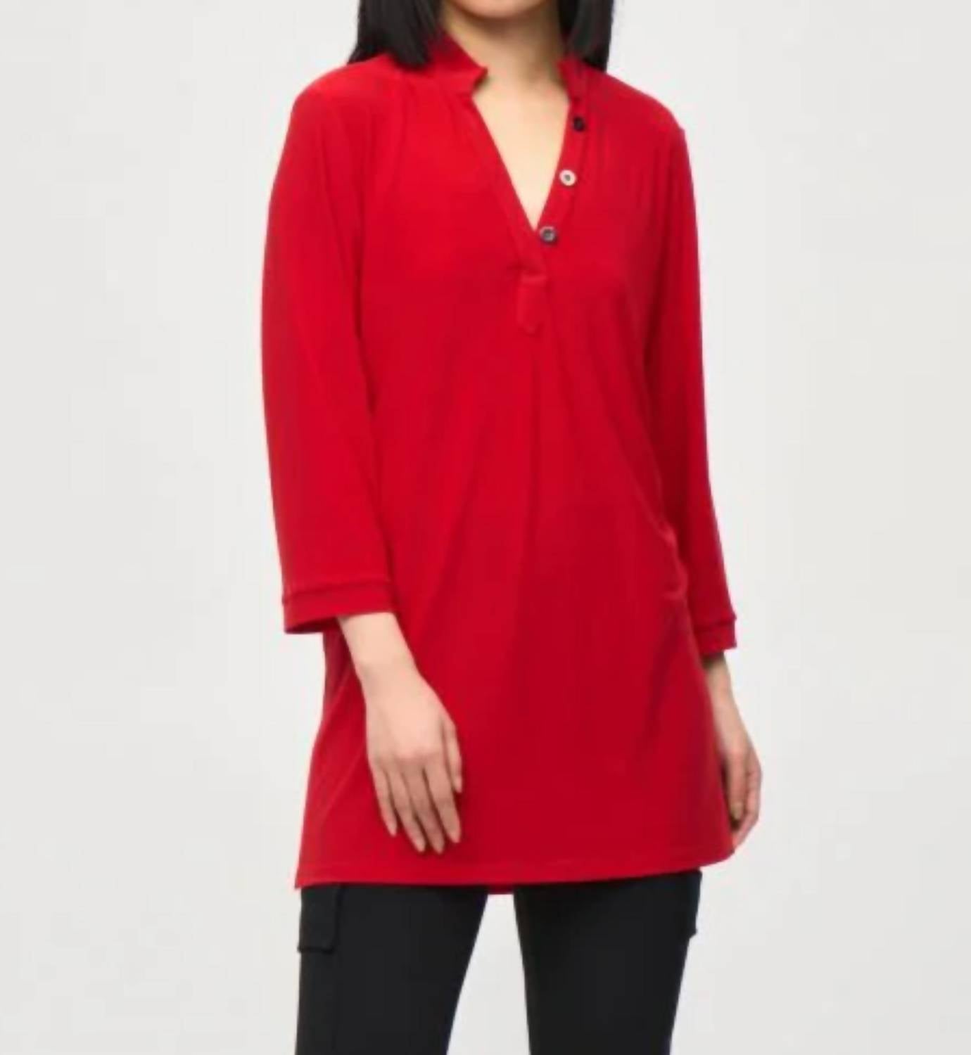Joseph Ribkoff - Mandarin Collar 3/4 Sleeve Trapeze Tunic