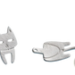 925 Sterling Silver Asymmetric Cat and Fish Stud Earrings